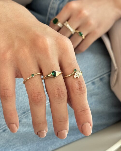 ANILLOS BASICOS ZIRCON VERDE