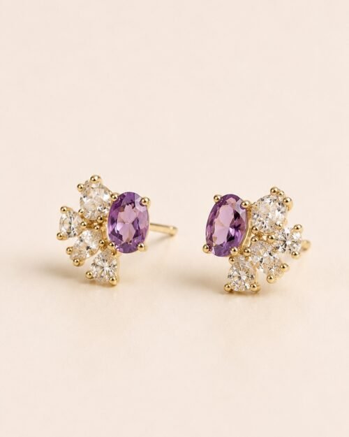 Aretes con zircon morado