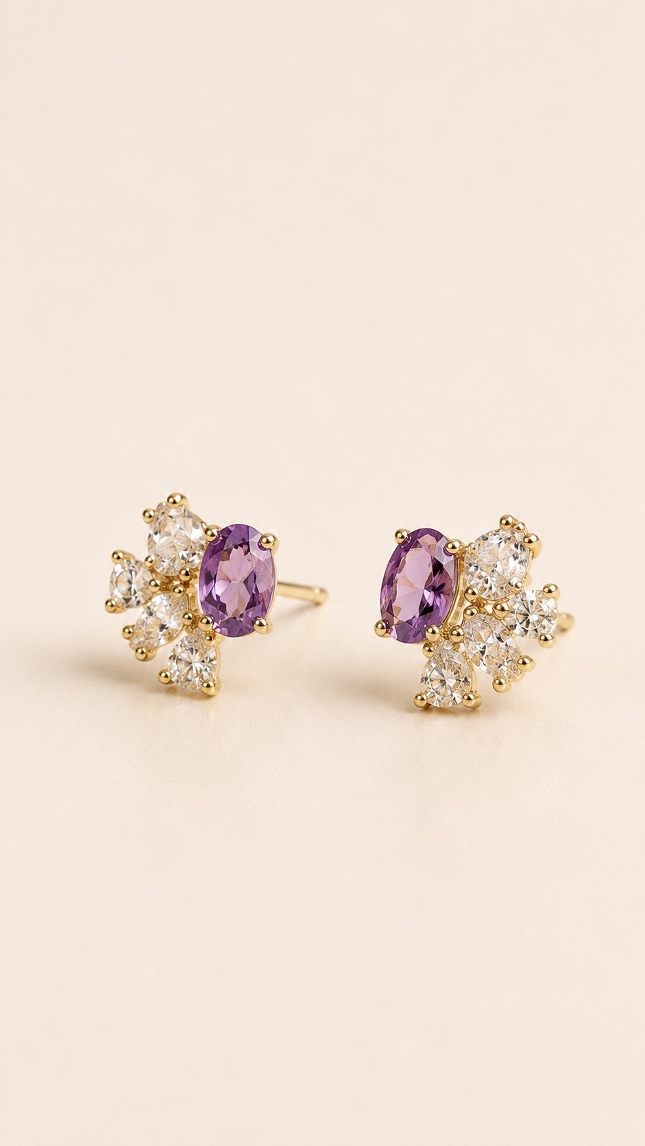 Aretes con zircon morado