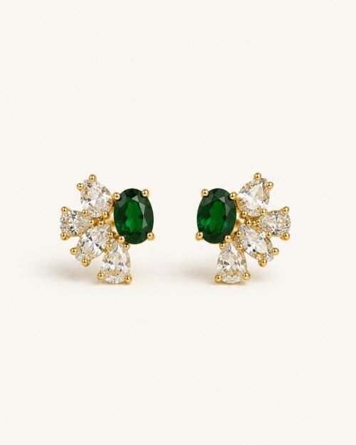 Aretes con zircon verde