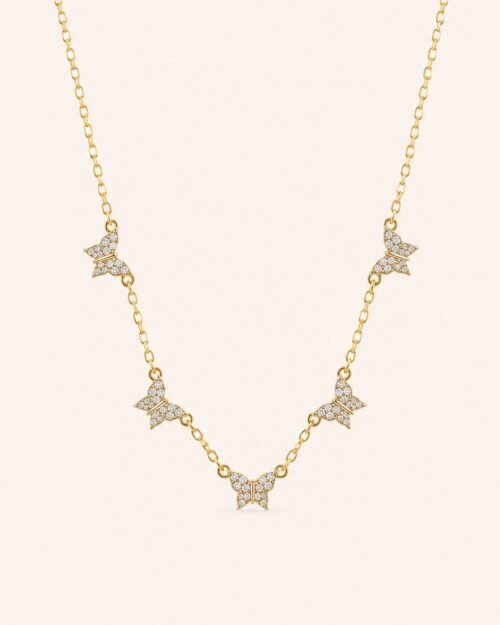 Cadena de mariposas con zircon