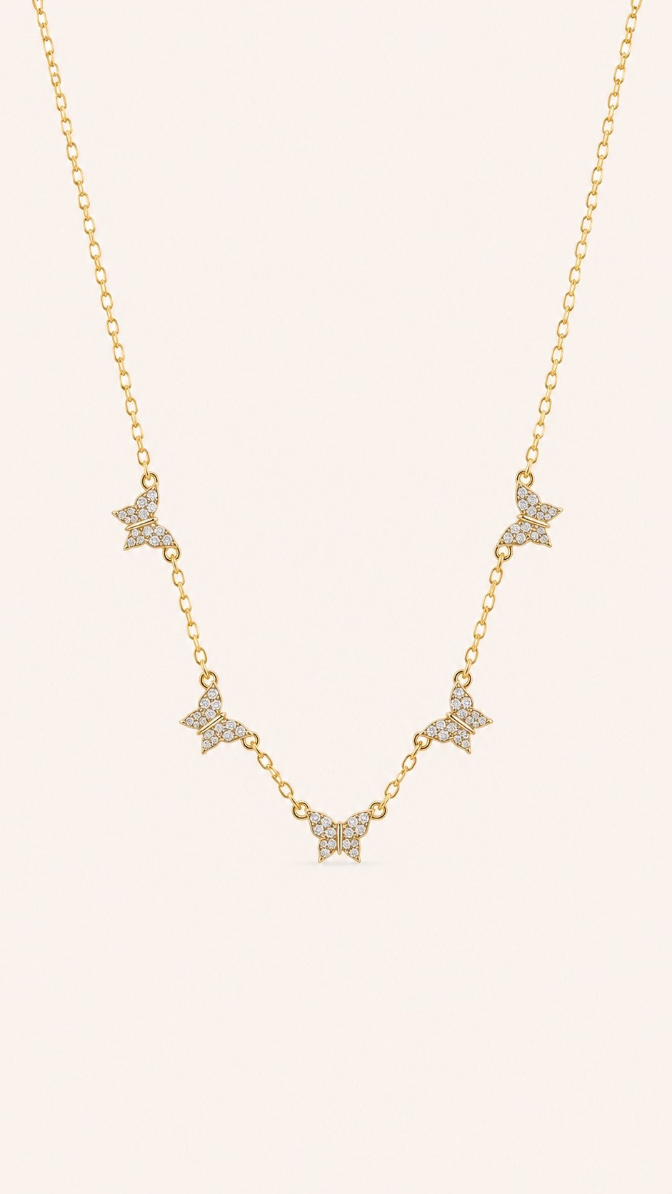 Cadena de mariposas con zircon