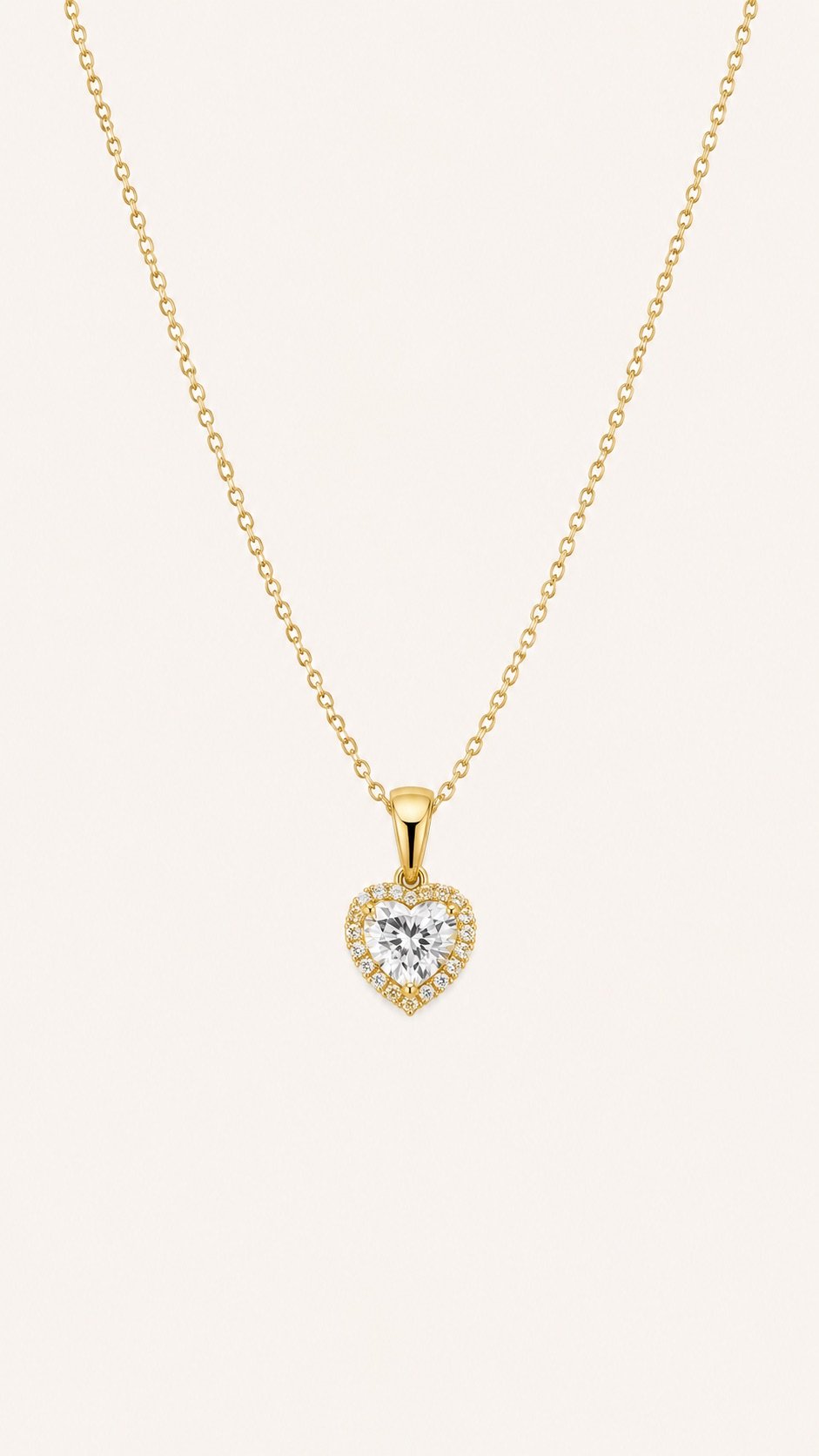 Cadena en forma de corazon con zircon