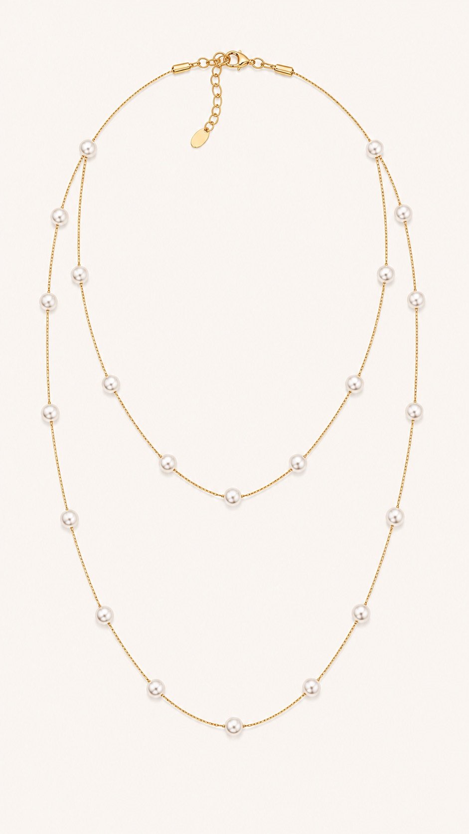 Cadena doble con perlas flotantes