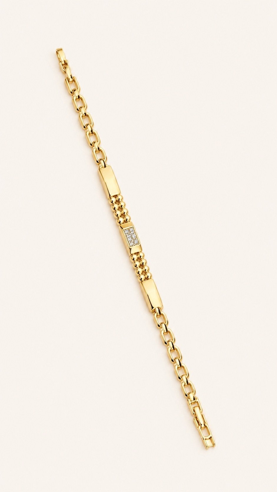 Pulsera de eslabones con balines y cristales