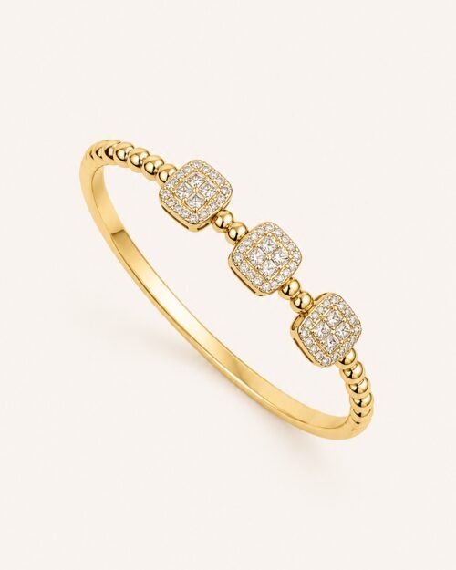Brazalete brasileño de balines y dijes cuadrados