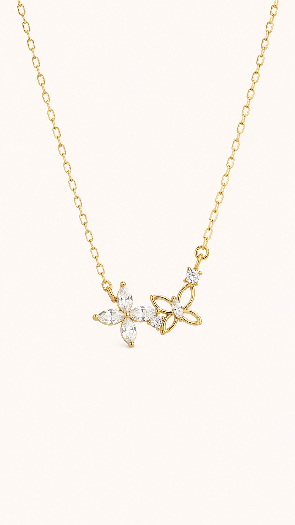 Cadena entrelazada de flores con zircon