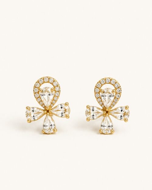 Arete de flores con zircones de gota