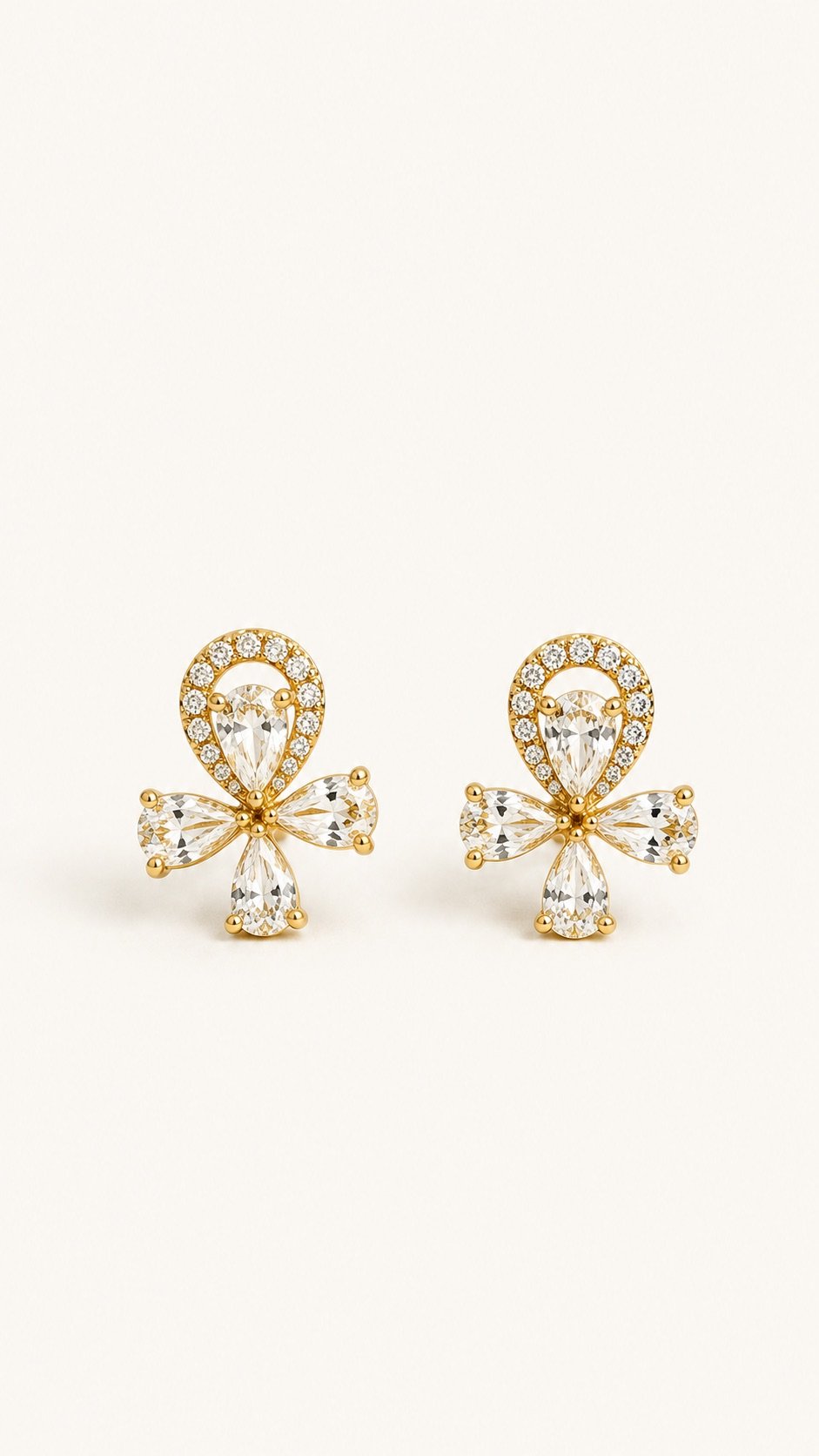 Arete de flores con zircones de gota