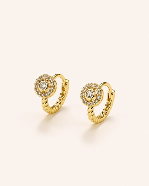 Mini Hoop con halo de zircon