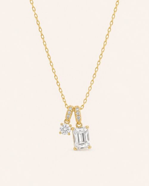 Cadena doble dije colgante de zircon