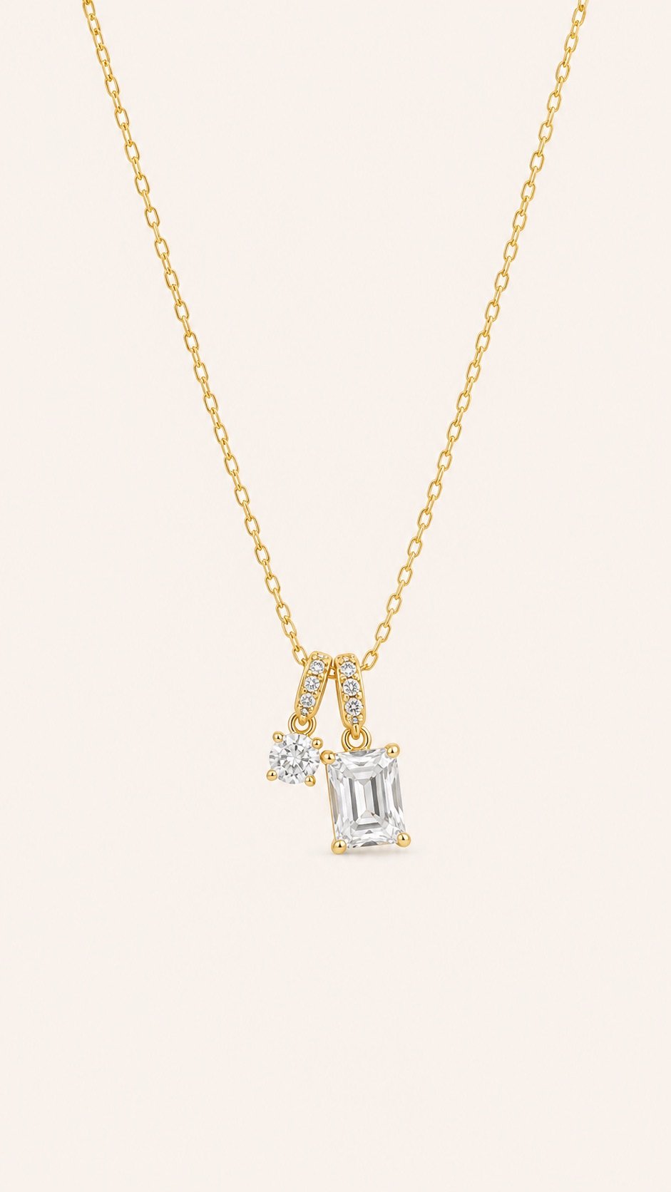 Cadena doble dije colgante de zircon