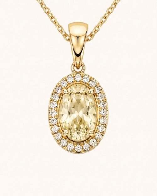Cadena halo ovalado con zircon amarillo
