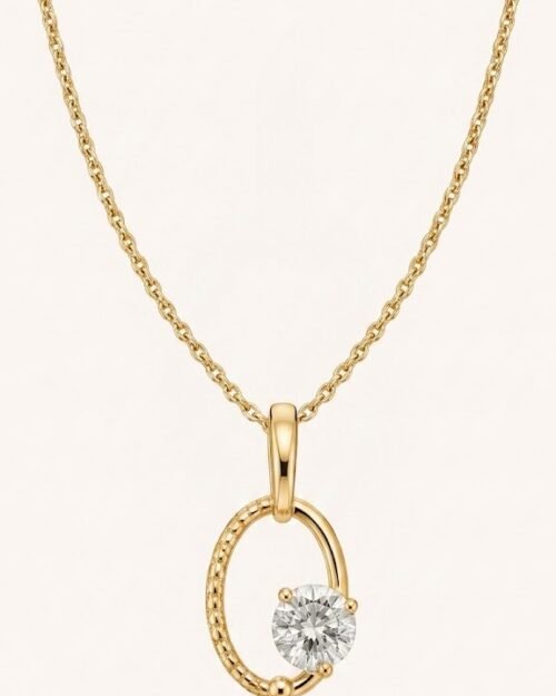 Cadena ovalada con zircon flotante