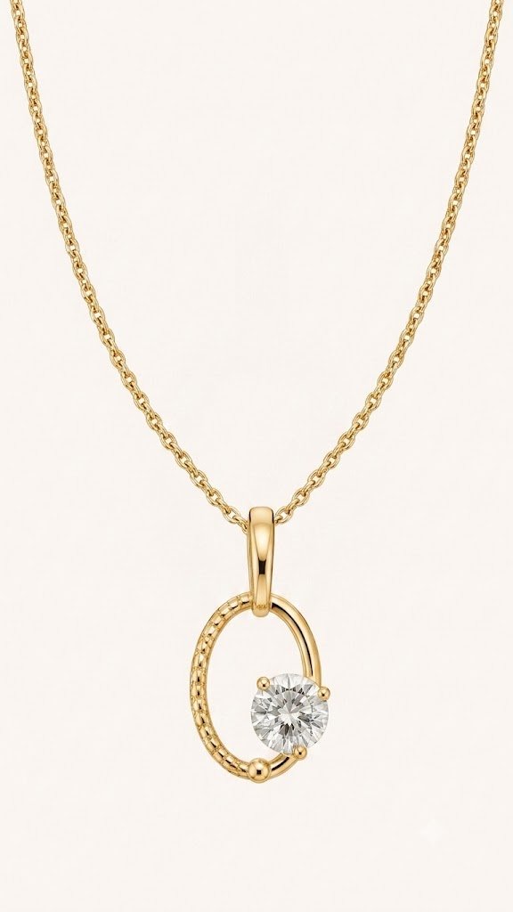 Cadena ovalada con zircon flotante